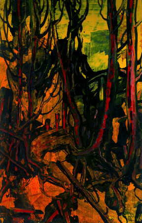 Carle Hessay 1971 Red Tree Trunks